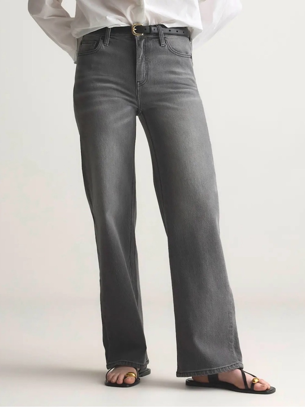 Quince Bella Stretch straight jeans in stonewashed grey regular length size 32
